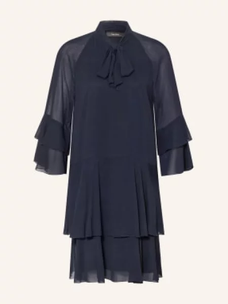 Vera Mont Sukienka Koktajlowa Z Kokardą I Falbanami blau granatowa