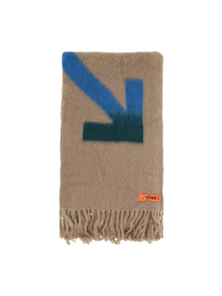 Szal Off-white wełniana z nadrukiem biała
