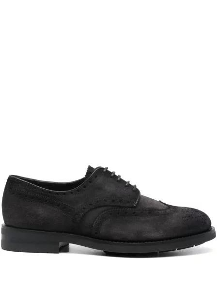 Pantofi Santoni cu șireturi din piele de căprioară gri