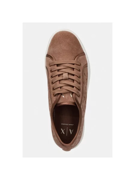 Sneakersy Armani Exchange skórzane z logo brązowe