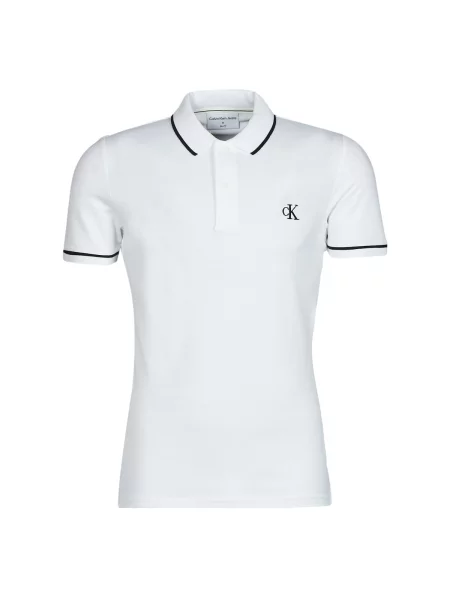 Polo majica Calvin Klein Jeans s kratkimi rokavi bela