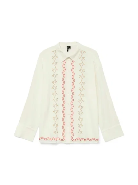 VERO MODA Bluză VMDICTHE bej închis / roșu alb