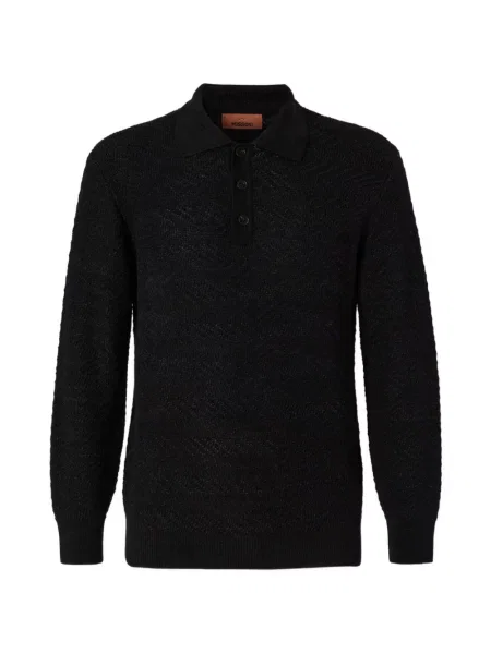 Tricou polo Missoni tricotate negru