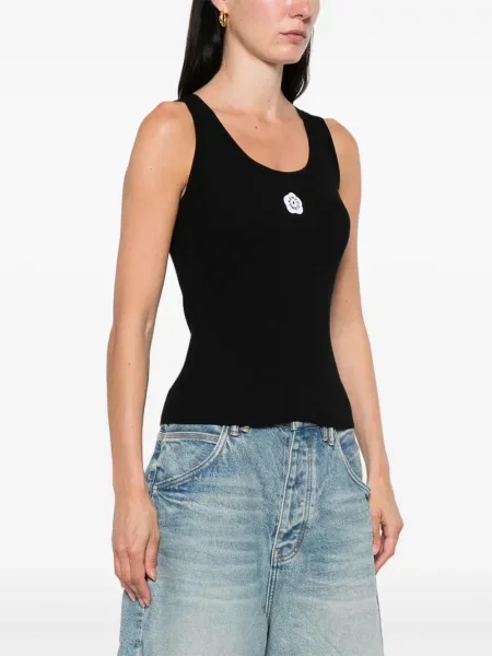Top Kenzo cu broderie cu model floral negru
