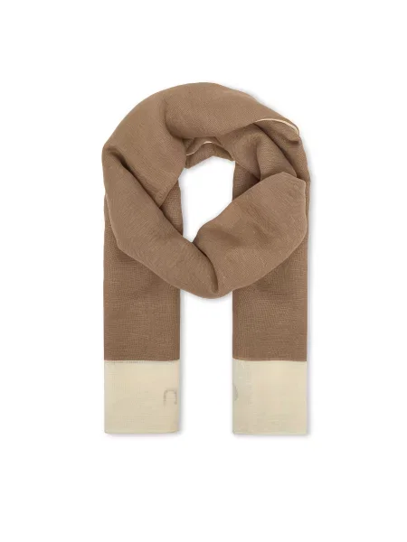 Calvin Klein Šal Linen Blend Emblem Pareo Scarf bež