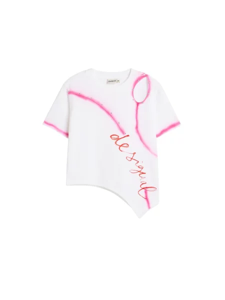 Desigual Tricou roz alb