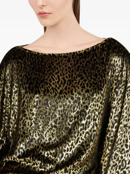 Rochie Roberto Cavalli cu imagine cu model leopard de costum auriu