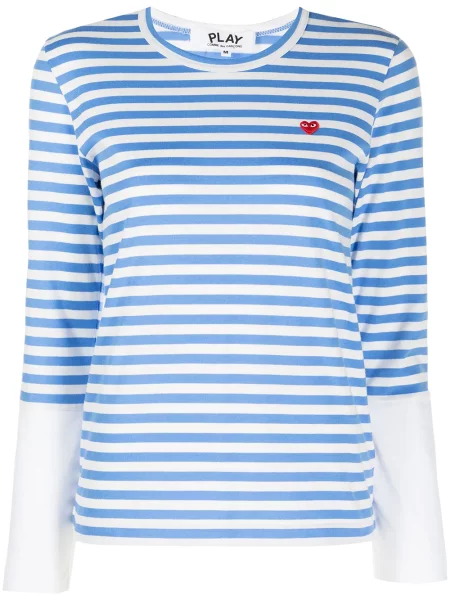 Tricou Comme Des Garcons Play cu motiv cu inimi albastru