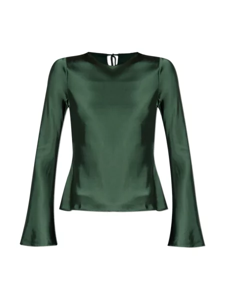Bluzka Ganni z rozcieciem zielona