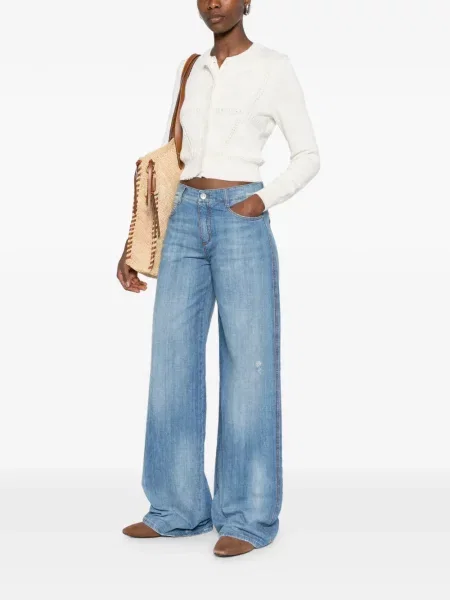 Blugi cu picior larg Ermanno Scervino cu autograf albastru