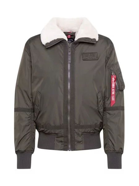 ALPHA INDUSTRIES Zimní bunda TT khaki / červená / vlny bílé