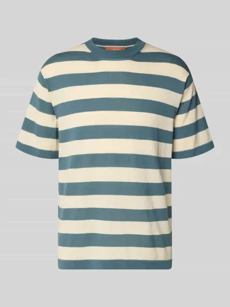 T-shirt z prążkowanym okrągłym dekoltem Cruna