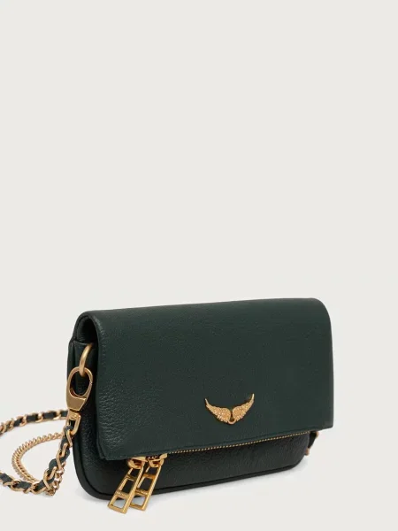 Zadig&Voltaire crossbody kabelka dámska kožená ROCK NANO GRAINED LEATHER zelená