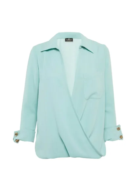 Bluză Elisabetta Franchi cu decolteu în V albastru