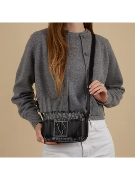 Torebka crossbody Armani Exchange z nadrukiem czarna