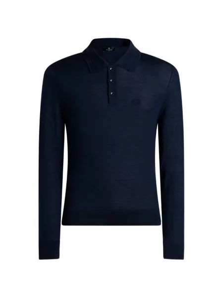 Tricou polo Etro de lână albastru