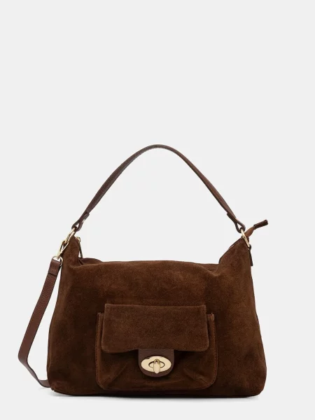 Answear.LAB geanta de mana din piele intoarsa maro