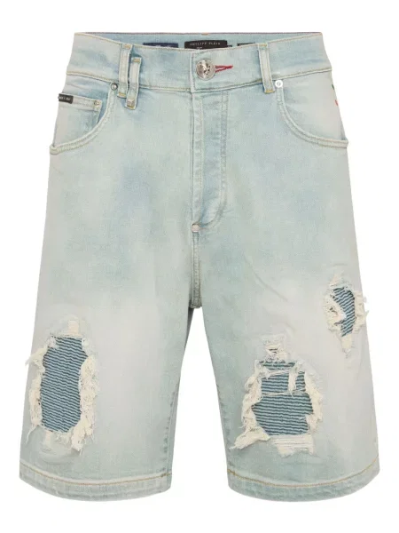 Pantaloni scurți Philipp Plein zdrențuiți albastru
