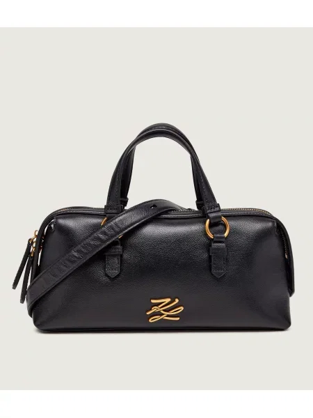 Geanta crossbody Karl Lagerfeld din piele cu autograf negru