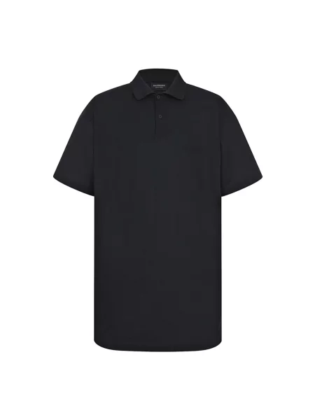 Lniana koszulka polo Balenciaga czarna