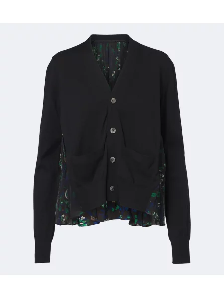 Cardigan Sacai cu model floral negru