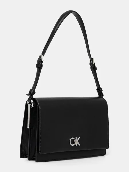 Lniana torebka crossbody Calvin Klein w miejskim stylu czarna