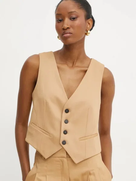 Forte Forte vesta din amestec de lana un singur rand de jacket maro