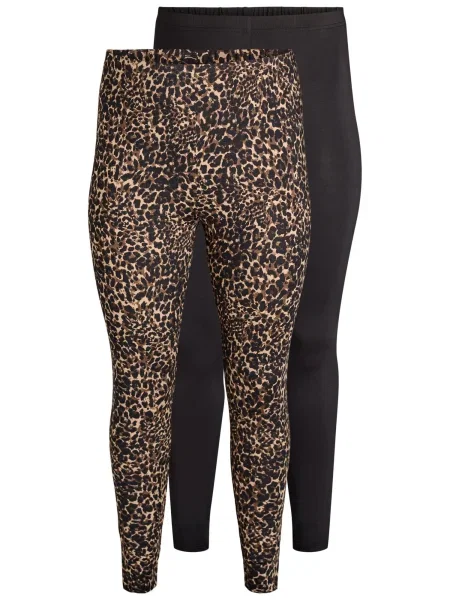 Zizzi Leggings maro deschis / maro închis negru
