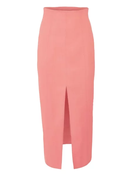 Spódnica jeansowa Carolina Herrera z wysoką talią do kolan różowa