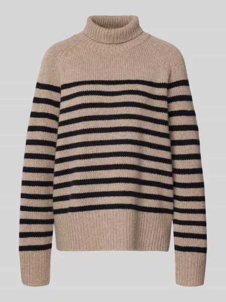 Sweter z wywijanym kołnierzem o kroju oversized z mieszanki wełny i kaszmiru Tommy Hilfiger beżowy