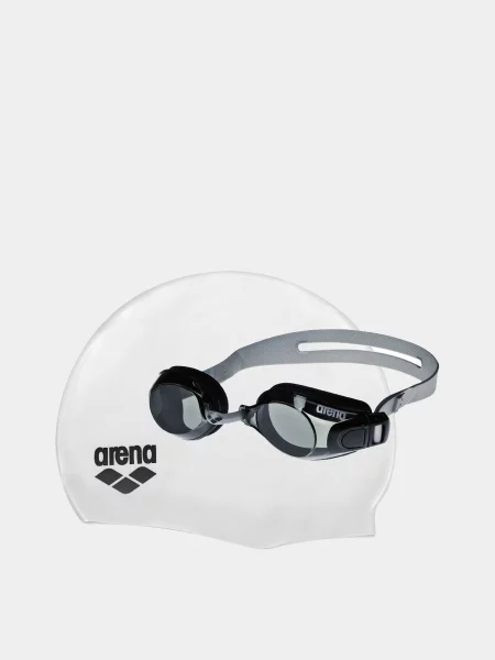 Arena Комплект окуляри+шапочка Окуляри Унісекс Силікон чорний