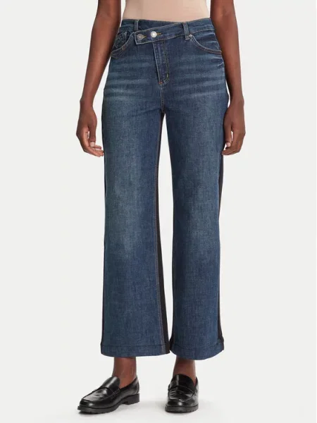 Desigual Jeans hlače Twist Mornarsko Wide Leg modra