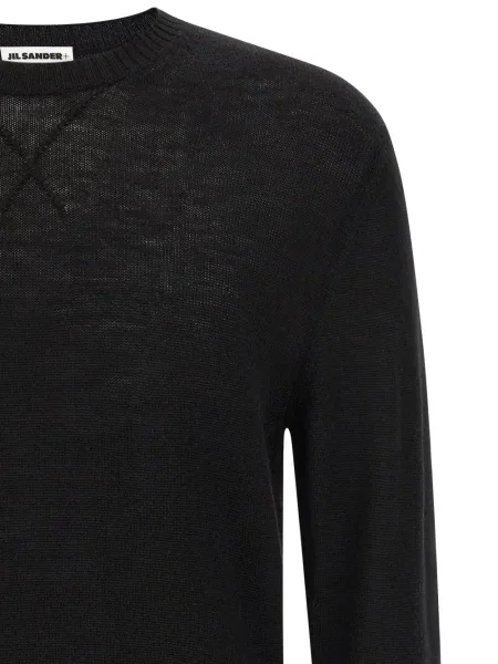 Пуловер Jil Sander с кръгло деколте черно