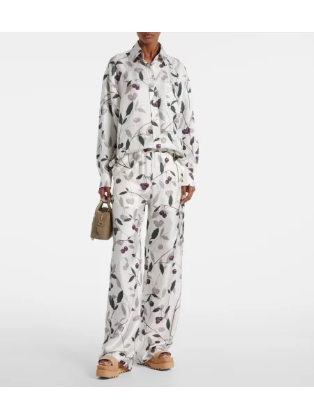 Cămașă Stella Mccartney de mătase cu imagine alb