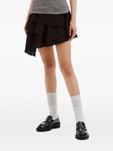 Fusta mini B+ab cu broderie asimetrică negru