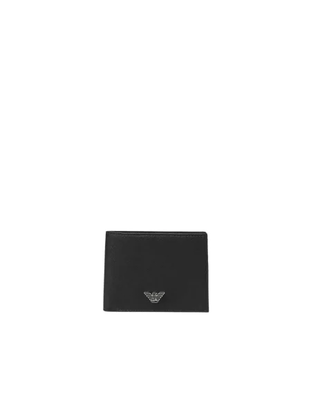 Portfel Emporio Armani skórzany z logo czarny