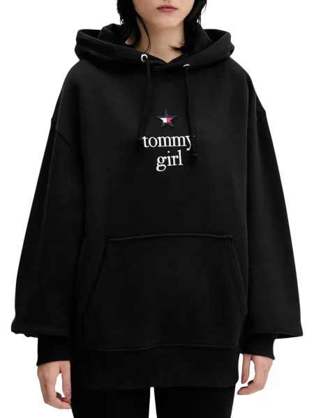 Bluza z kapturem Tommy Hilfiger Jeans z kapturem czarna