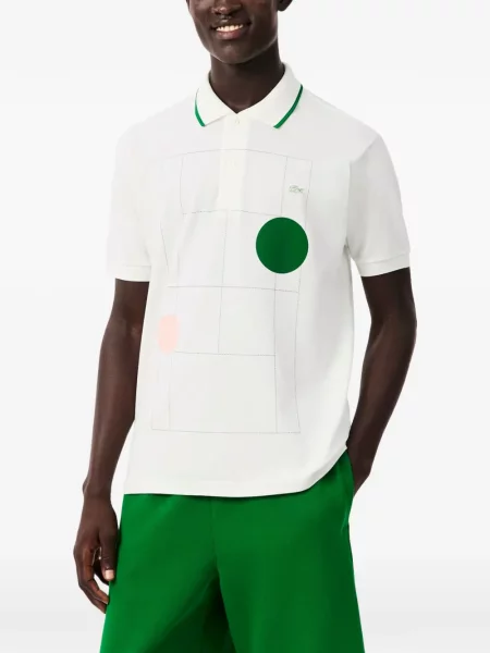 Tricou polo Lacoste cu imagine alb