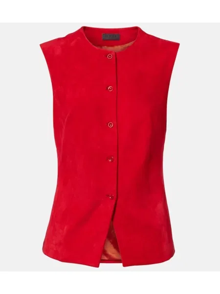 Vestă Stouls din piele de căprioară roșu