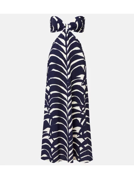 Maksi sukienka maxi Johanna Ortiz garniturowa frotte niebieska