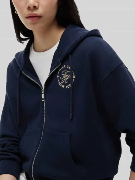 Bluza rozpinana o kroju relaxed fit z czystej bawełny Tommy Hilfiger granatowa