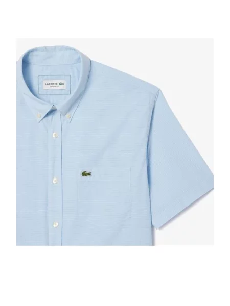Koszula z krótkim rękawem Lacoste w kratę niebieska