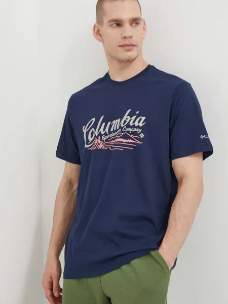 Тениска Columbia Rockaway River с десен тъмносиньо