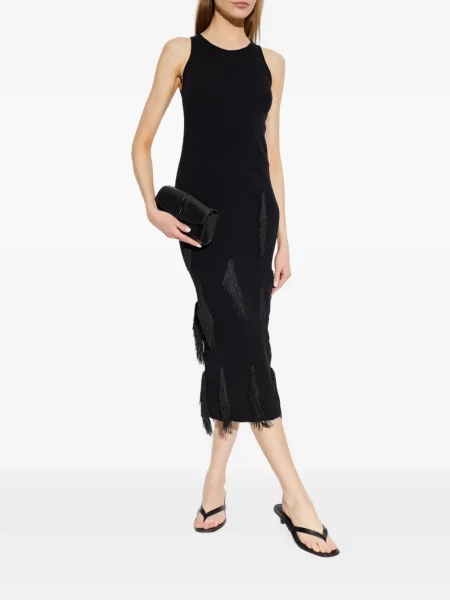 Rochie midi Iro cu franjuri negru