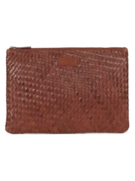 Torba na laptopa Howard London skórzana pleciona brązowa