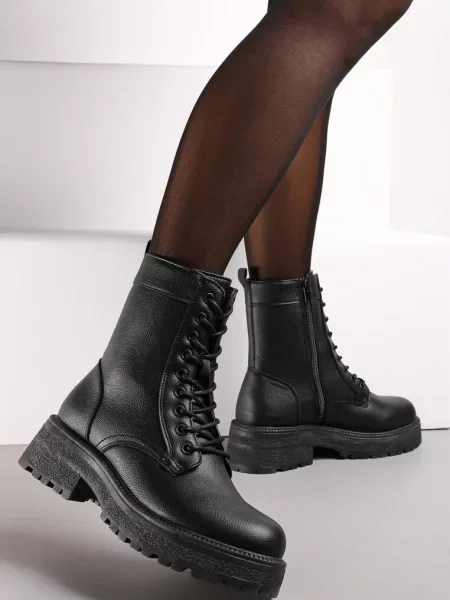 Ghete de lucru cu talpă groasă Fashia negre