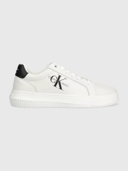 Trampki Calvin Klein Jeans z nadrukiem casual sznurowane białe