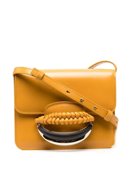 Geanta de piele Chloé Kattie din piele galben
