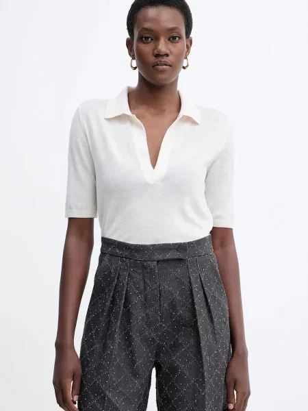 Simona Corsellini polo wełniane beżowy