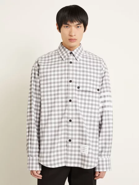 Thom Browne. Košile Regular Fit šedá bílá